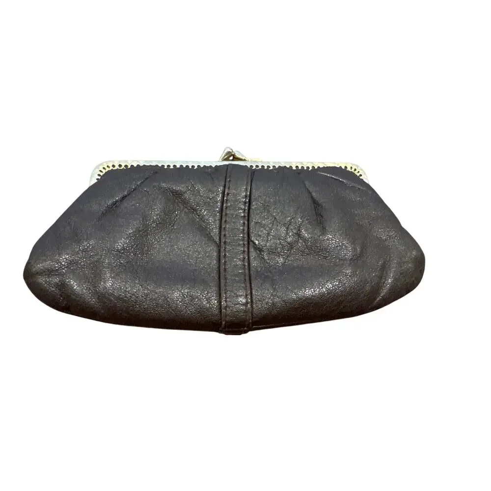 Vintage 90s French Parisian Lamb Skin Leather Wallet Brown Women's